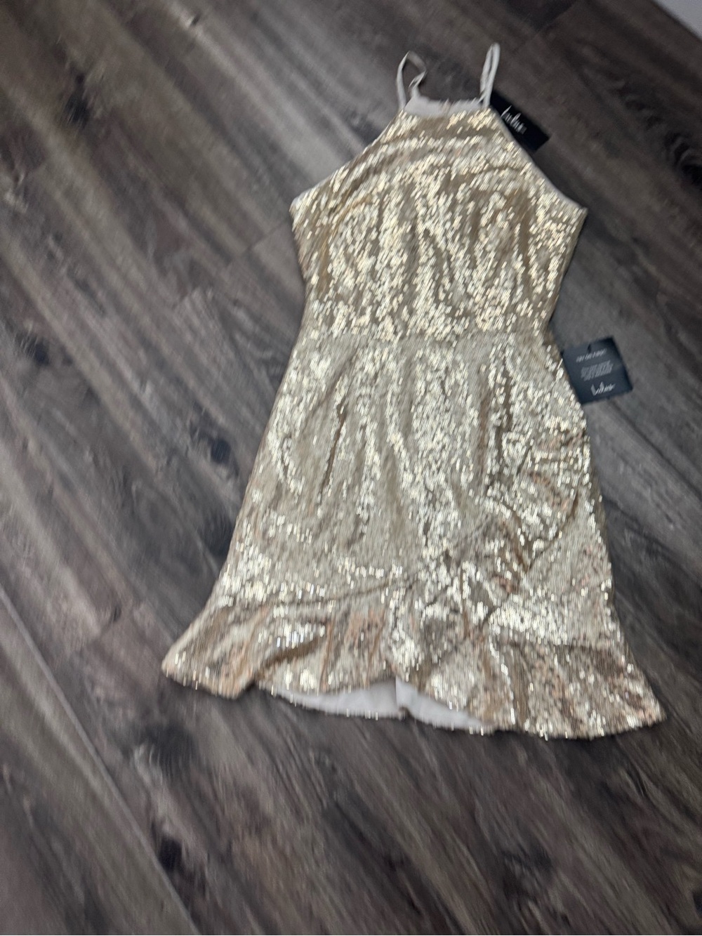 Lulu's Gold Sequin Cocktail Dress